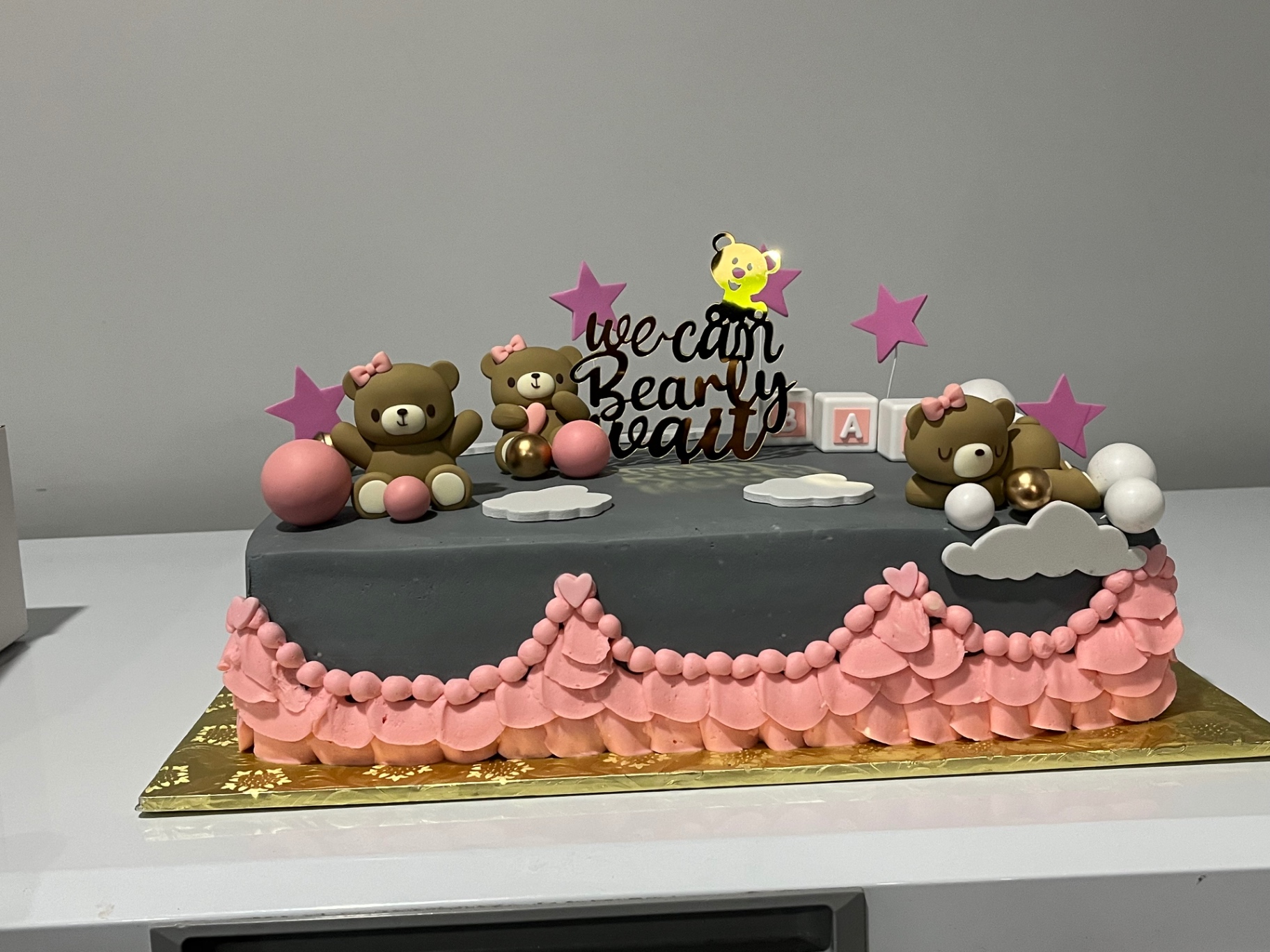 Custom bear-themed celebration cake