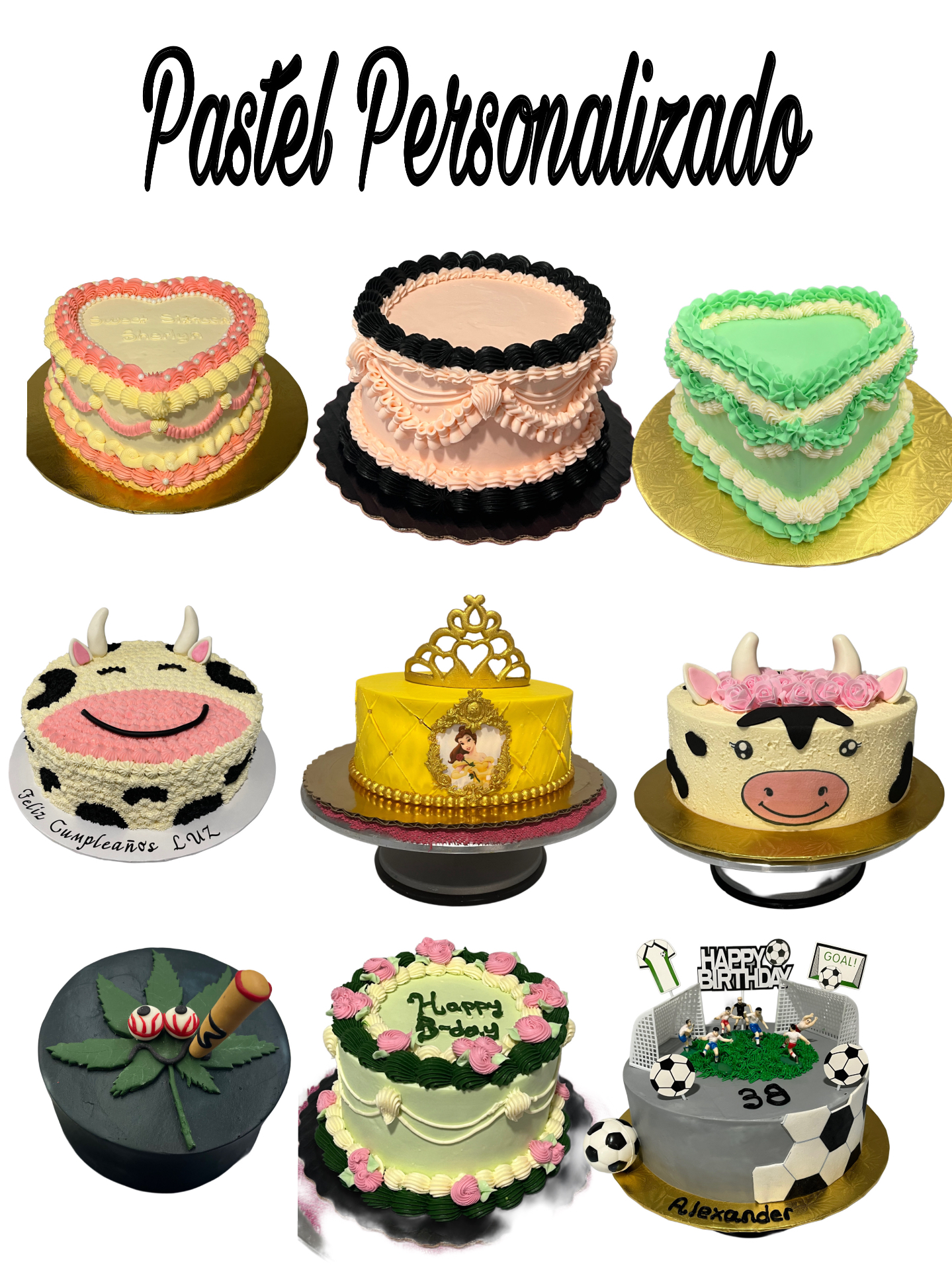 Elaborate custom and heart-shaped cakes