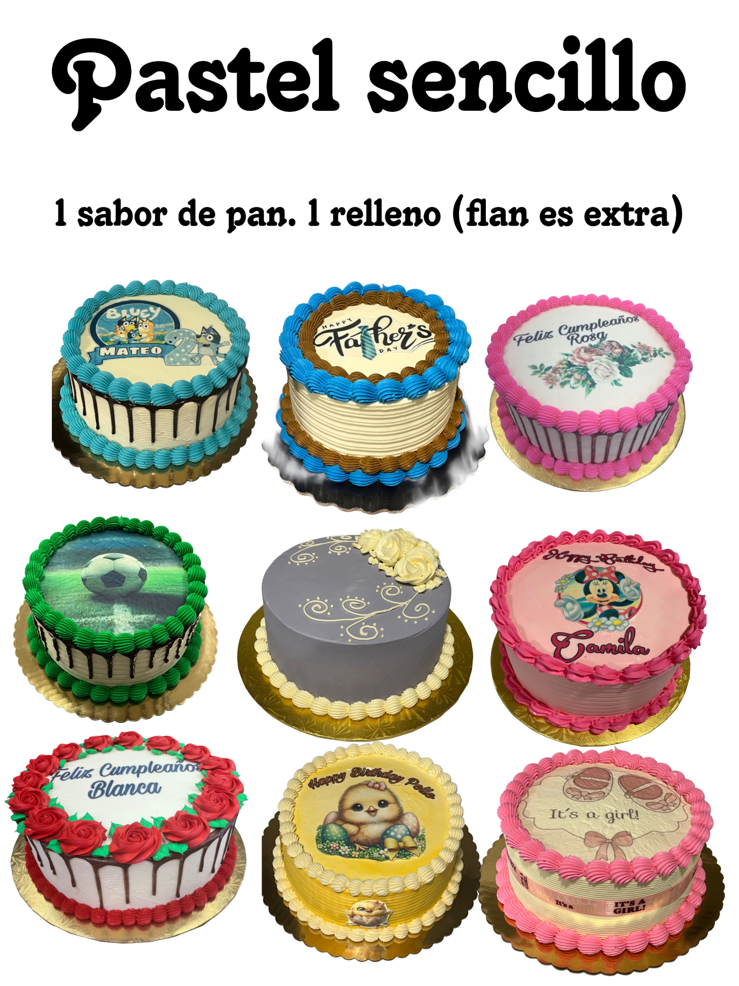 Round cakes with edible-image tops